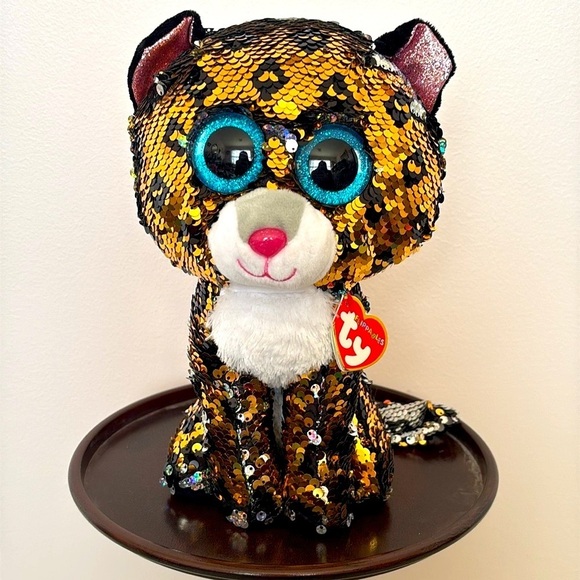 Brand New Ty Flippables STERLING Leopard Beanie Boos Sequins Plush 9" Medium - Picture 1 of 13